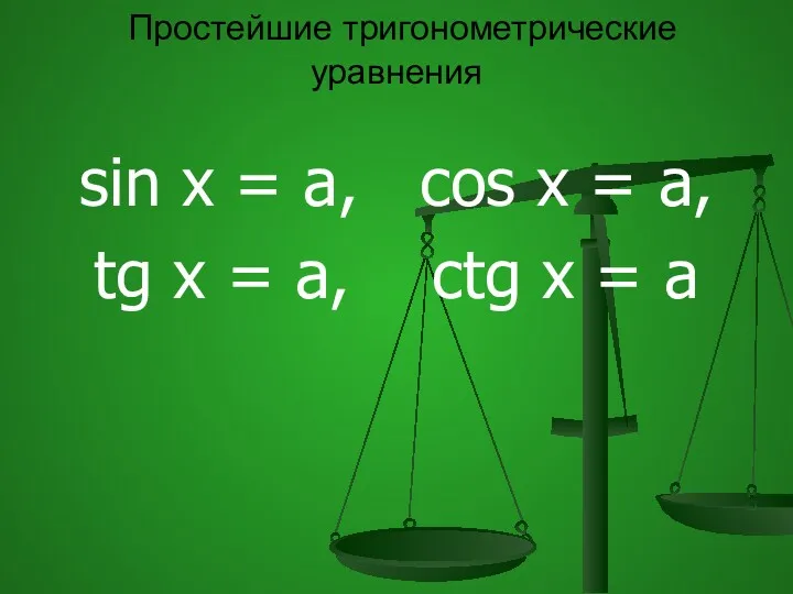 Простейшие тригонометрические уравнения sin x = a, cos x =