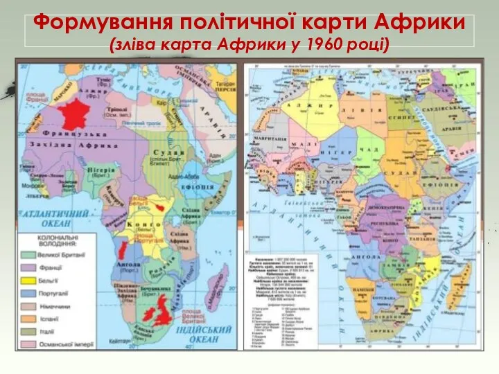 Формування політичної карти Африки (зліва карта Африки у 1960 році)