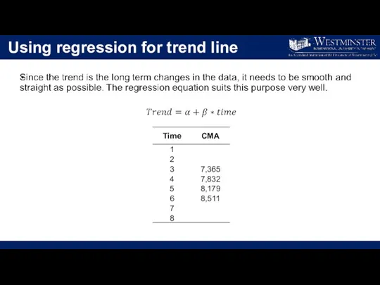 Using regression for trend line