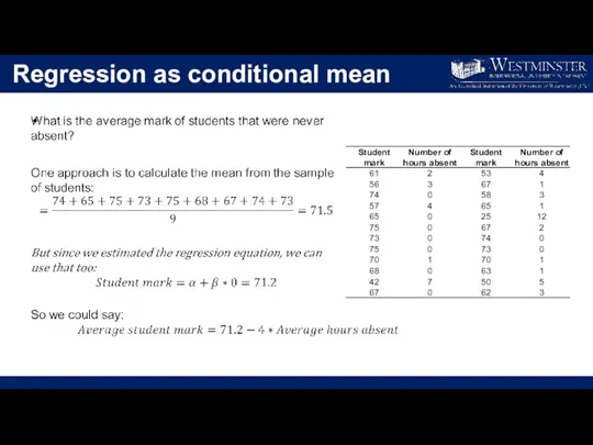 Regression as conditional mean