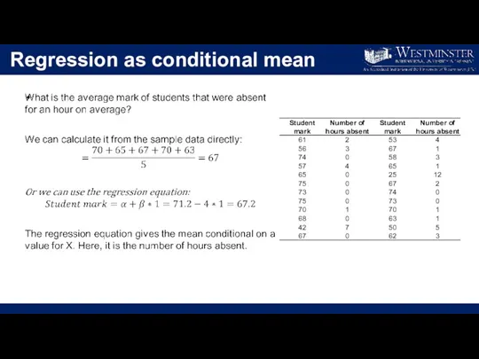 Regression as conditional mean