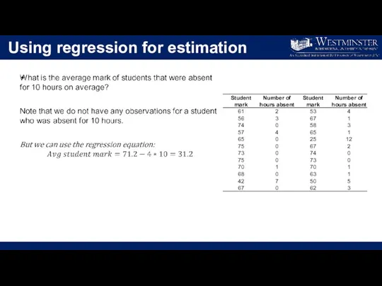 Using regression for estimation