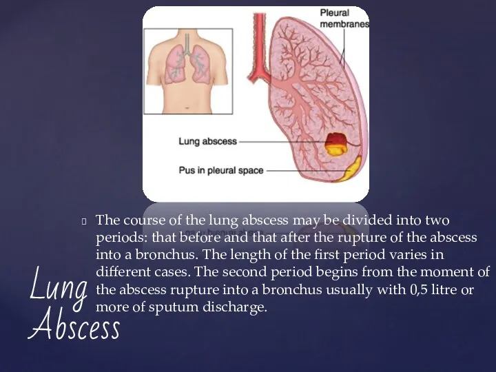 The course of the lung abscess may be divided into