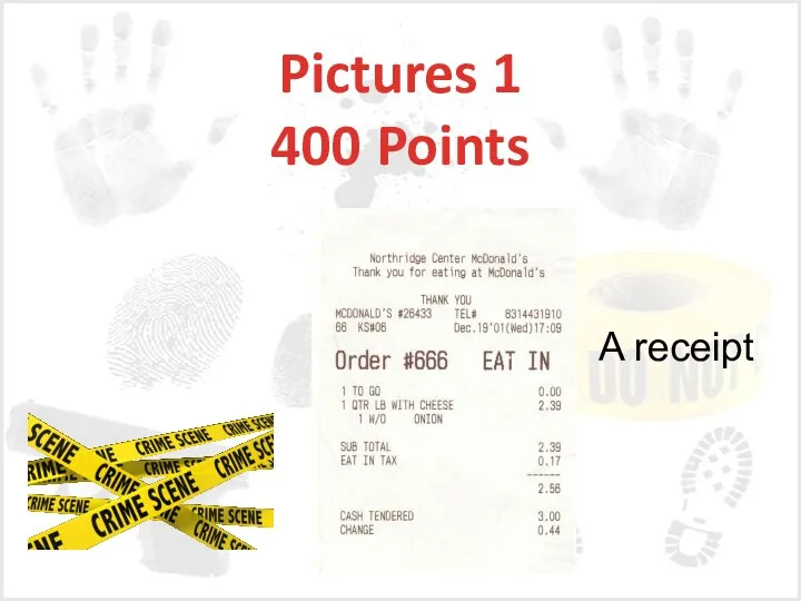 Pictures 1 400 Points A receipt