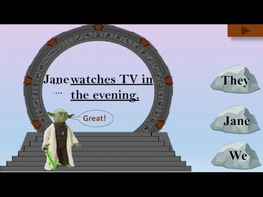 watches TV in the evening. Jane …….