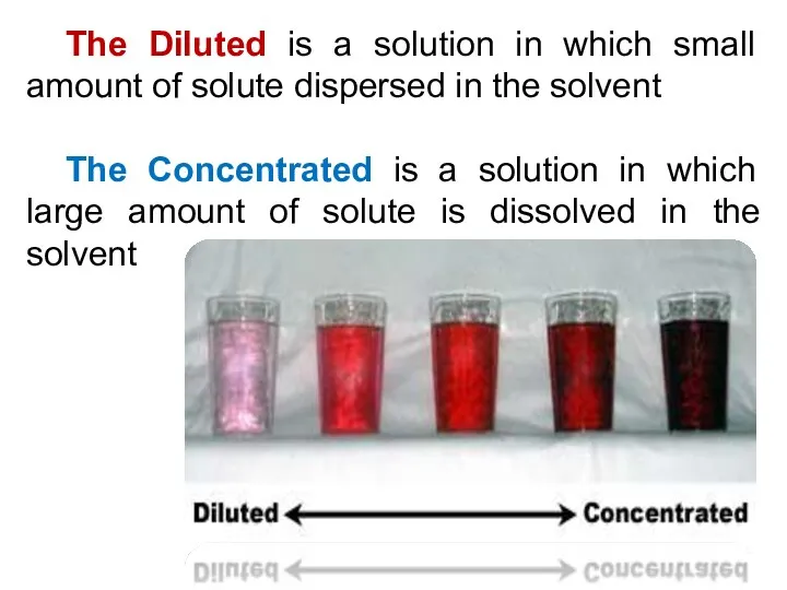 The Diluted is a solution in which small amount of