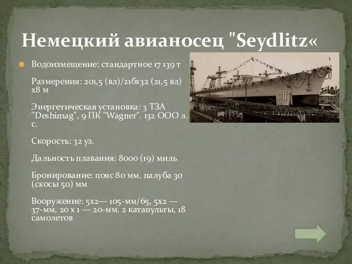 Водоизмещение: стандартное 17 139 т Размерения: 201,5 (вл)/21бх32 (21,5 вл)х8