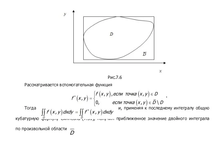Рис.7.6 Рассматривается вспомогательная функция Тогда и, применяя к последнему интегралу общую кубатурную формулу