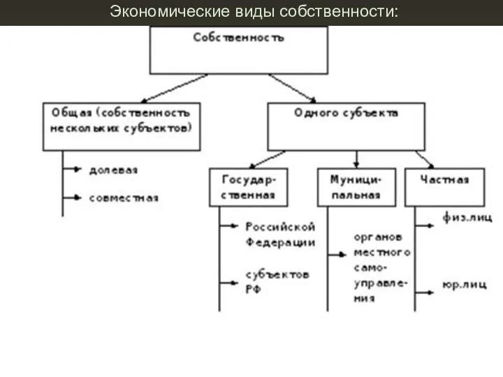 Экономические виды собственности: .