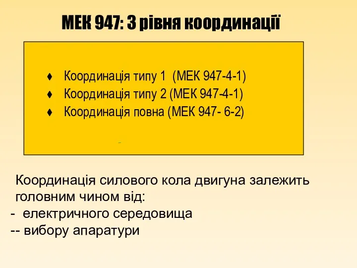 МЕК 947: 3 рівня координації Координація типу 1 (МЕК 947-4-1)