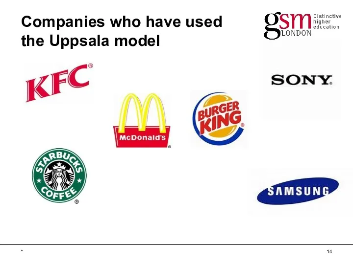 * Companies who have used the Uppsala model