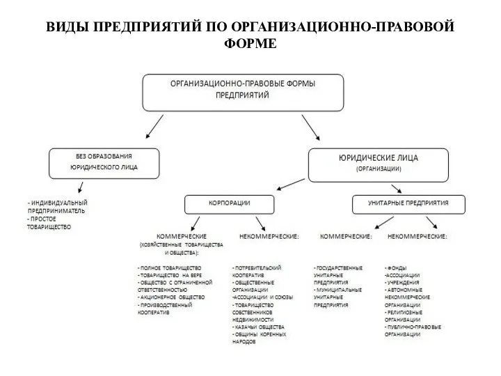 ВИДЫ ПРЕДПРИЯТИЙ ПО ОРГАНИЗАЦИОННО-ПРАВОВОЙ ФОРМЕ