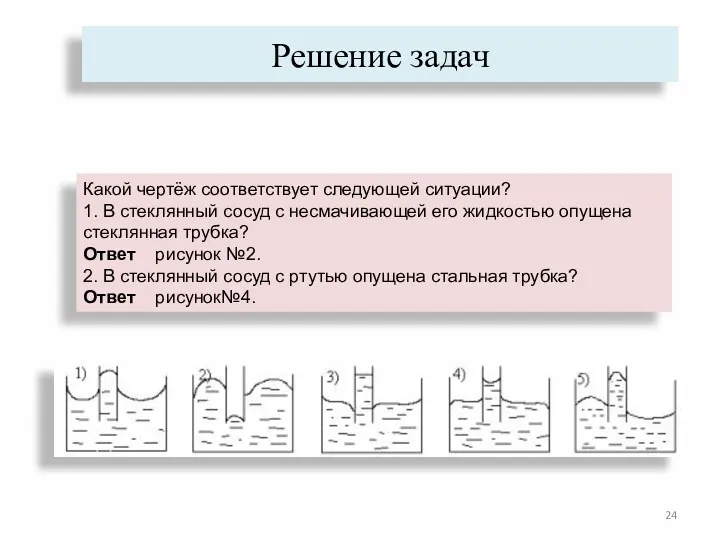 Решение задач Какой чертёж соответствует следующей ситуации? 1. В стеклянный