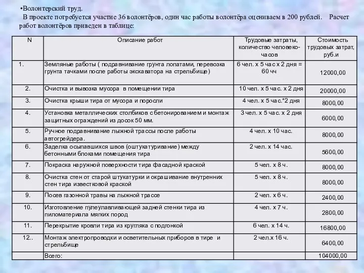 Волонтерский труд. В проекте потребуется участие 36 волонтёров, один час