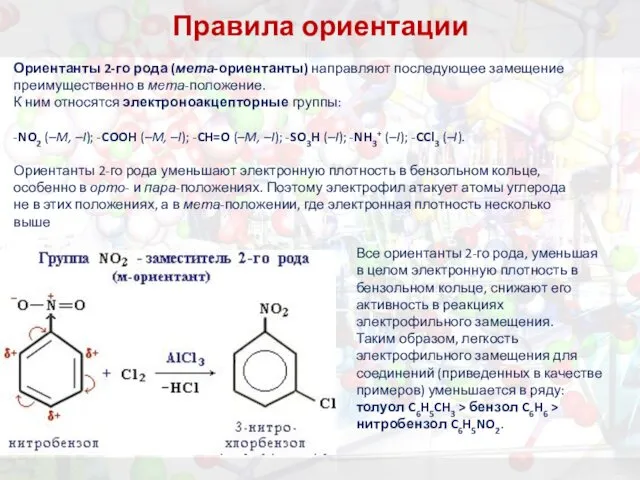 Правила ориентации Ориентанты 2-го рода (мета-ориентанты) направляют последующее замещение преимущественно