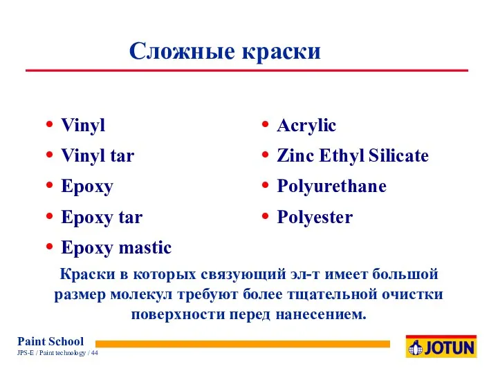 Vinyl Vinyl tar Epoxy Epoxy tar Epoxy mastic Acrylic Zinc