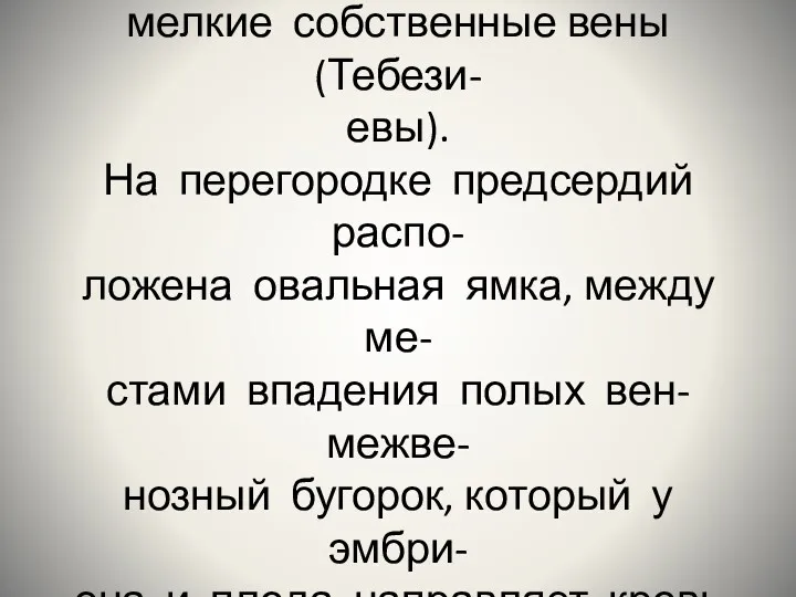 Кроме полых вен в правое пред- сердие впадают венозный синус