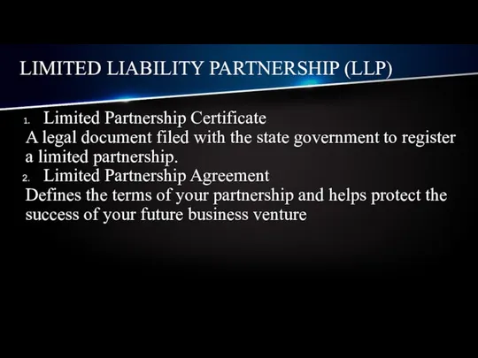 LIMITED LIABILITY PARTNERSHIP (LLP) Limited Partnership Certificate A legal document
