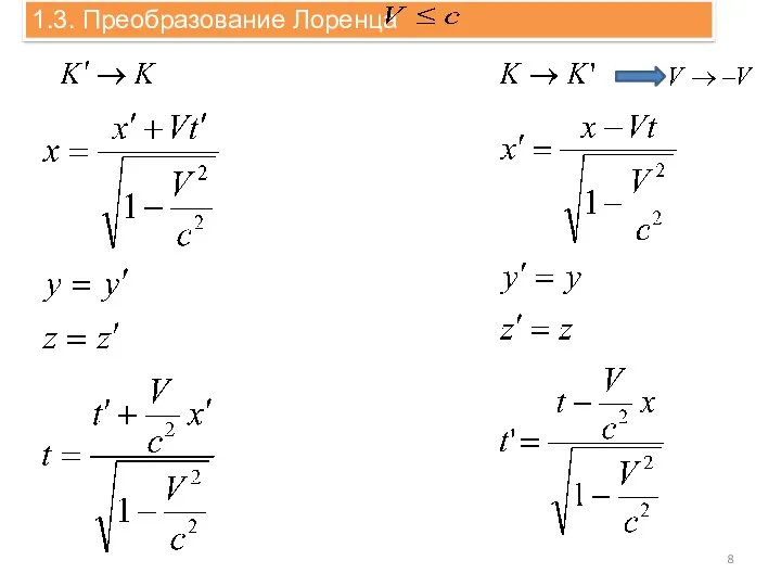 1.3. Преобразование Лоренца