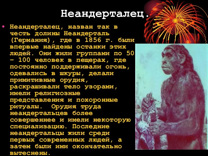 Неандерталец. Неандерталец, назван так в честь долины Неандерталь (Германия), где