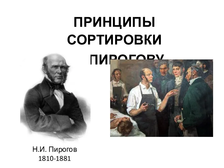 ПРИНЦИПЫ СОРТИРОВКИ ПО ПИРОГОВУ Н.И. Пирогов 1810-1881