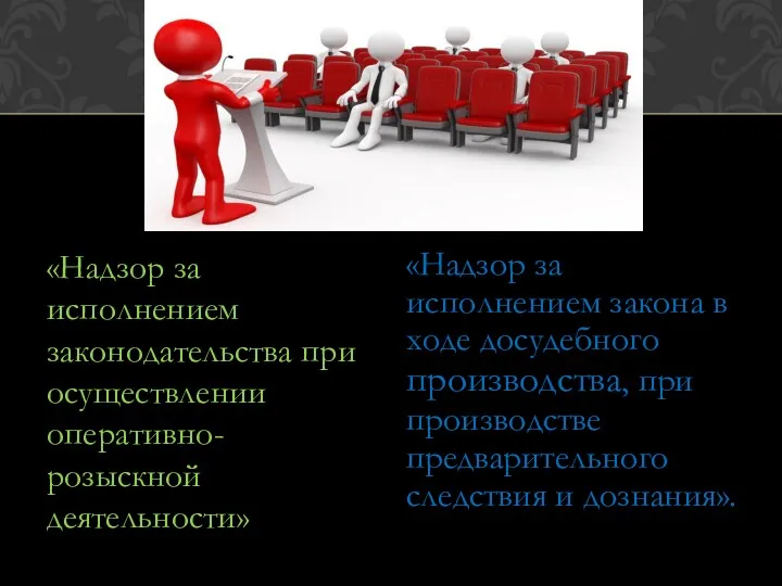 «Надзор за исполнением законодательства при осуществлении оперативно-розыскной деятельности» «Надзор за исполнением закона в