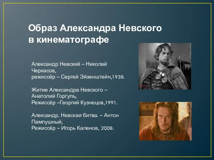 Образ Александра Невского в кинематографе Александр Невский – Николай Черкасов,