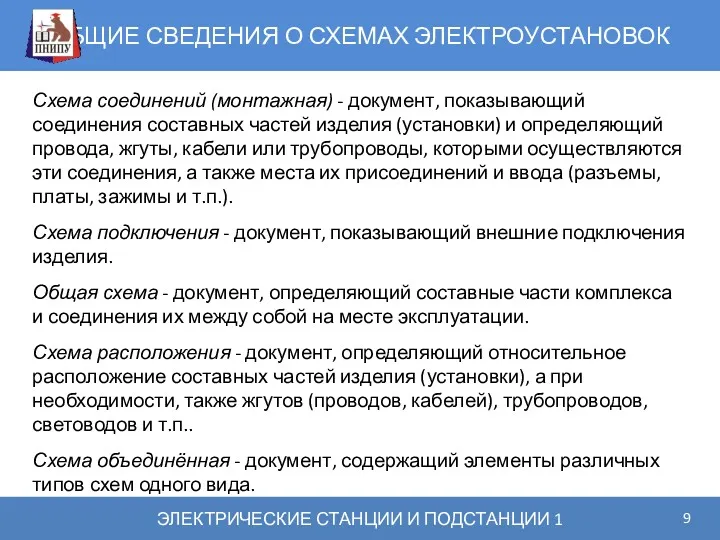 ОБЩИЕ СВЕДЕНИЯ О СХЕМАХ ЭЛЕКТРОУСТАНОВОК ЭЛЕКТРИЧЕСКИЕ СТАНЦИИ И ПОДСТАНЦИИ 1