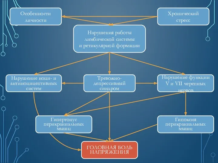 Хронический стресс Особенности личности Нарушения работы лимбической системы и ретикулярной