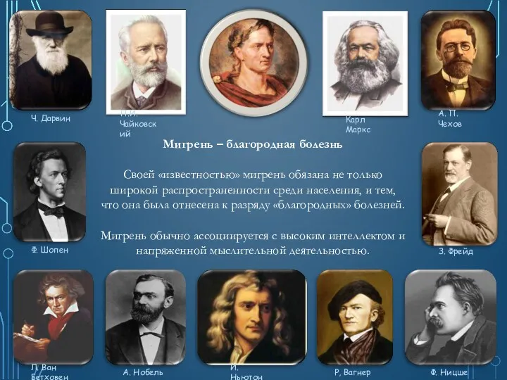 Мигрень – благородная болезнь Своей «известностью» мигрень обязана не только