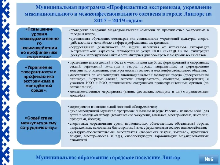 Муниципальная программа «Профилактика экстремизма, укрепление межнационального и межконфессионального согласия в