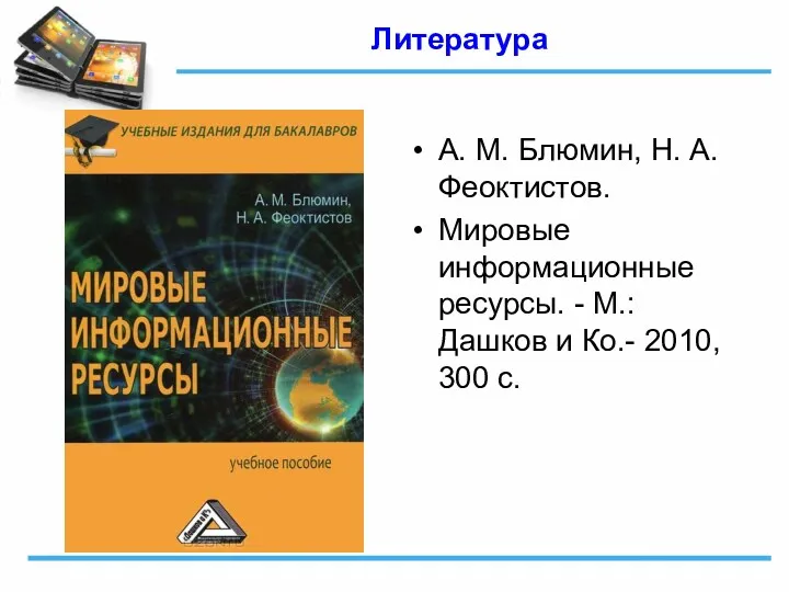 А. М. Блюмин, Н. А. Феоктистов. Мировые информационные ресурсы. -