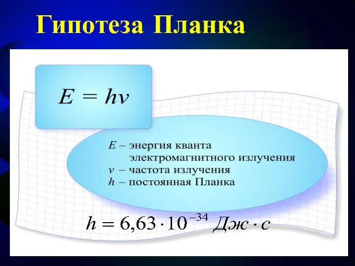 Гипотеза Планка Планк пришел к выводу, что процессы излучения и