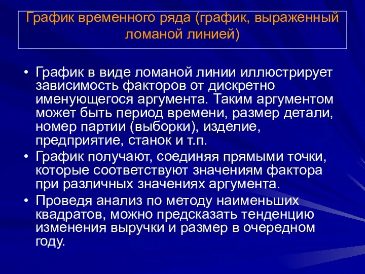 График временного ряда (график, выраженный ломаной линией) График в виде