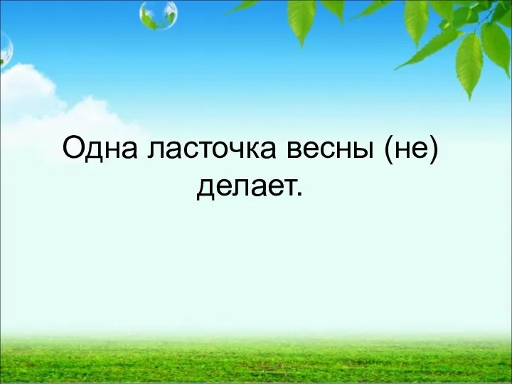 Одна ласточка весны (не)делает.