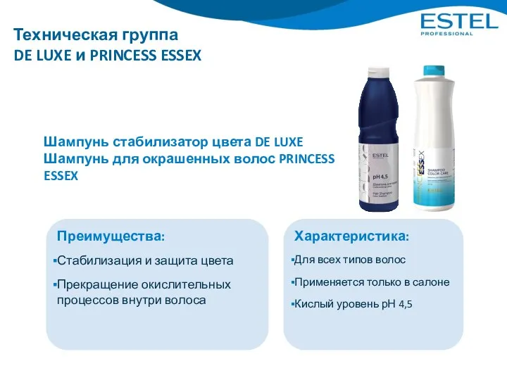 Техническая группа DE LUXE и PRINCESS ESSEX Шампунь стабилизатор цвета