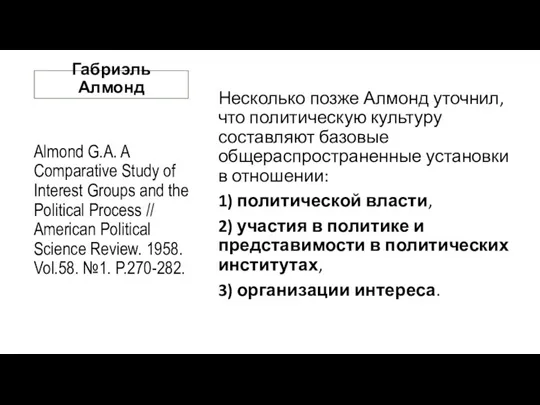 Габриэль Алмонд Almond G.A. A Comparative Study of Interest Groups