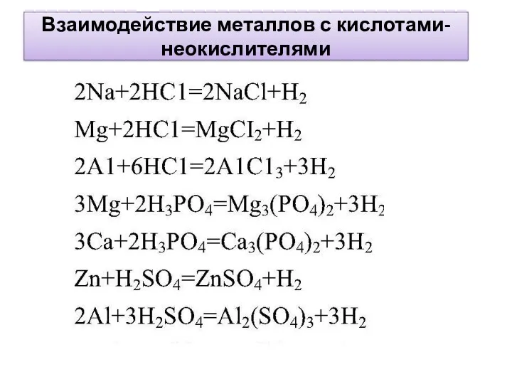 Взаимодействие металлов с кислотами-неокислителями