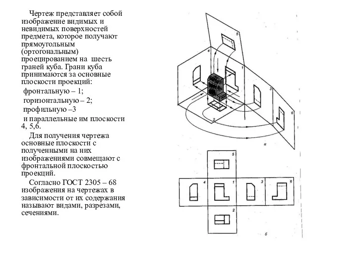 Чертеж представляет собой изображение видимых и невидимых поверхностей предмета, которое