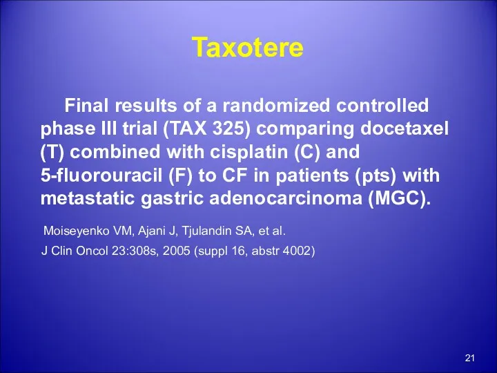 Taxotere Final results of a randomized controlled phase III trial