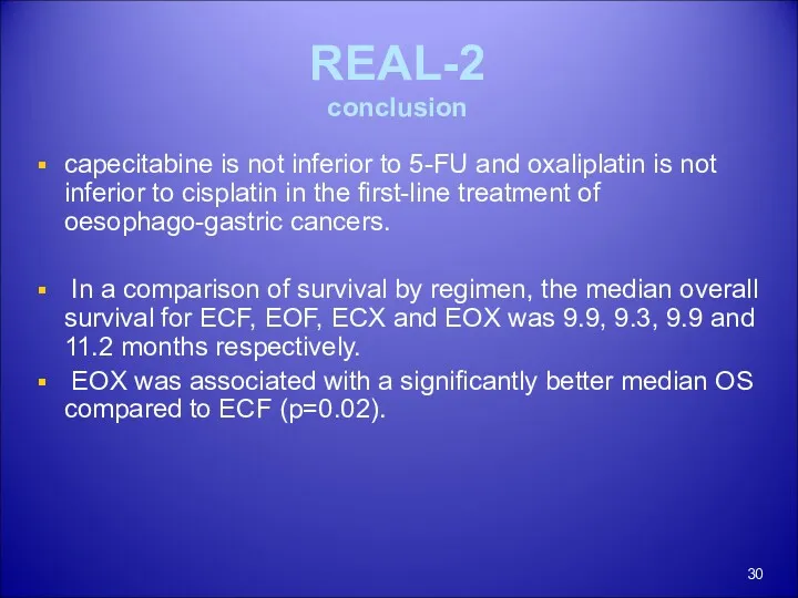 REAL-2 conclusion capecitabine is not inferior to 5-FU and oxaliplatin