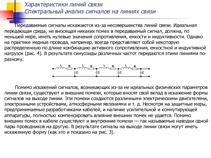 Передаваемые сигналы искажаются из-за несовершенства линий связи. Идеальная передающая среда,