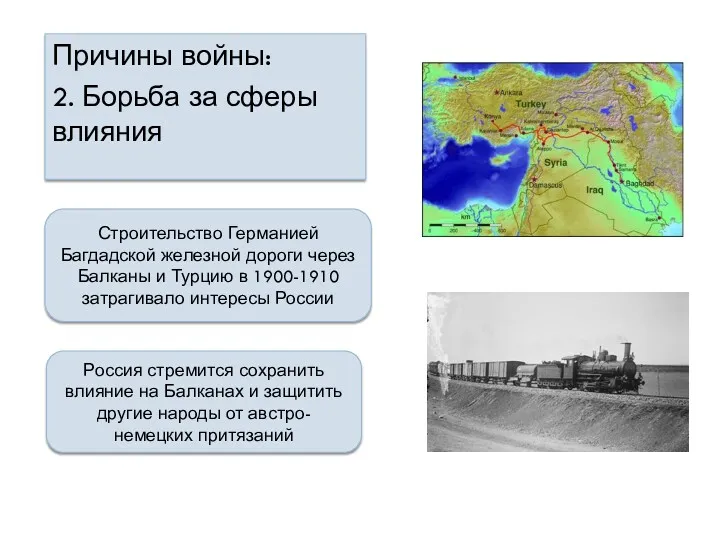 Причины войны: 2. Борьба за сферы влияния Строительство Германией Багдадской