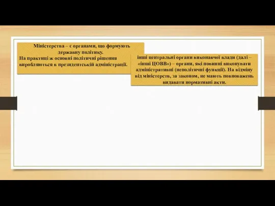 Міністерства – є органами, що формують державну політику. На практиці