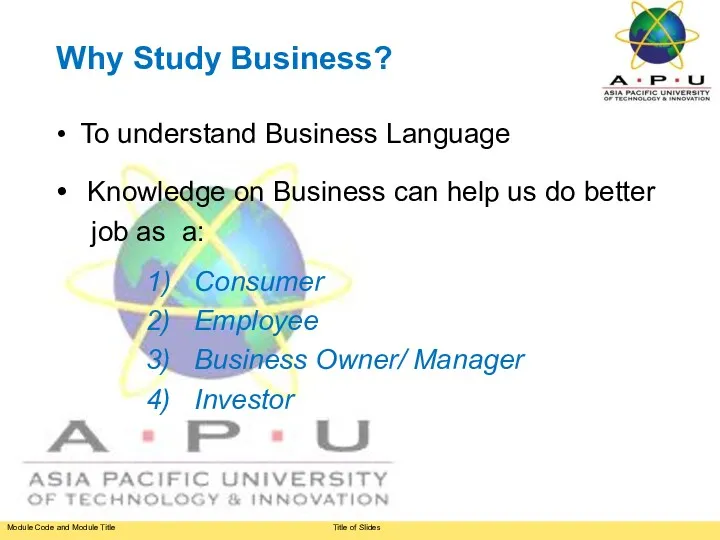 Why Study Business? To understand Business Language Knowledge on Business