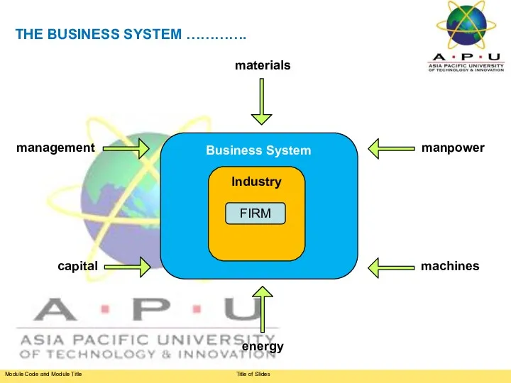 Business System Industry THE BUSINESS SYSTEM …………. FIRM