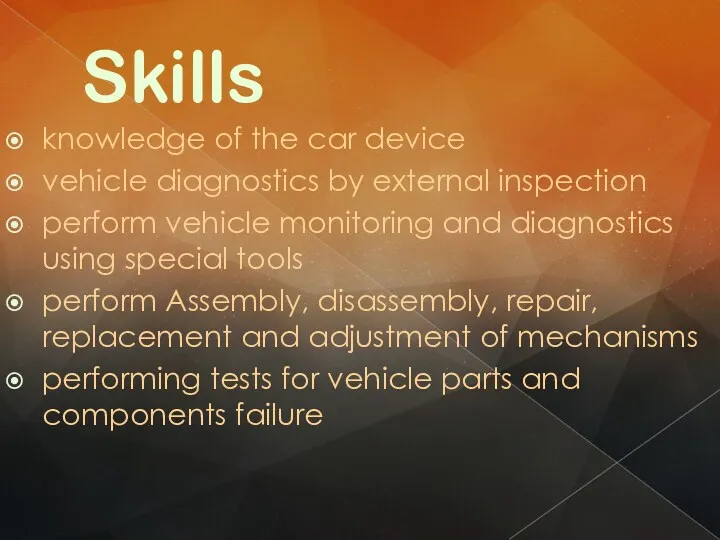 Skills knowledge of the car device vehicle diagnostics by external
