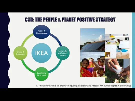 CSR: THE PEOPLE & PLANET POSITIVE STRATEGY «…we always strive to promote equality,