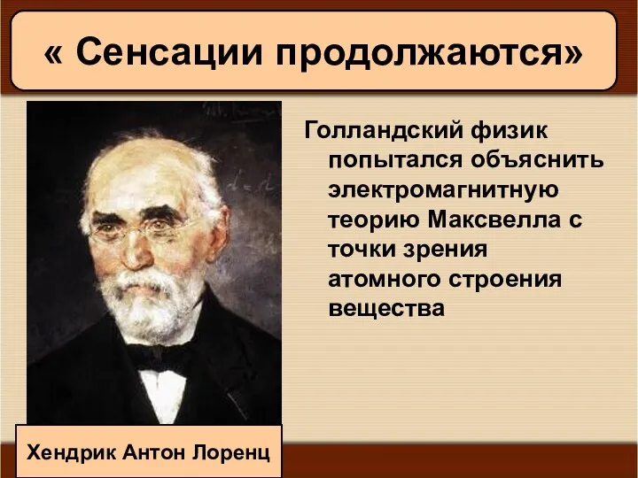 11/19/2022 Антоненкова А.В. МОУ Будинская ООШ Голландский физик попытался объяснить электромагнитную теорию Максвелла