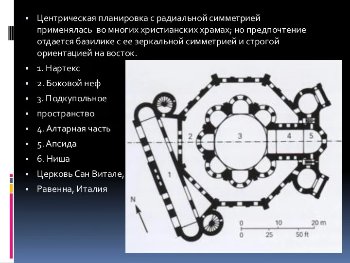 Центрическая планировка с радиальной симметрией применялась во многих христианских храмах;